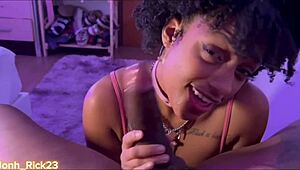 The teen 18+ flashes pussy while licking and masturbating big cock. She worships ass before assfucking and sex.