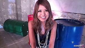 skinny japanese teen mikuni maisaki teases to deepthroat and swallow