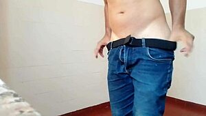 A solo boy engages in masturbation, leading to a creampie in this intimate session.