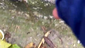 Hot patricinha with pink pussy climbs hill craving street action