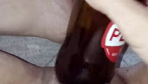 Gretala Pregnant Excited Rubs Bottle on Her Juicy Pussy Lips