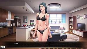 Complete gameplay - our red string part 21 with naked blonde using dildo in photoshoot