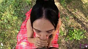 Pawg Teen SUCKS AND FUCKS Wild In Public Park