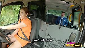 Female Fake Taxi Driver Bangs Lucky Guy Outdoors
