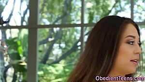 Flat chested teen got railed doggystyle in high definition video