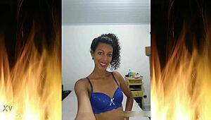 beautiful brunette in blue lingerie trailer