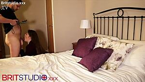 British Teen in Lingerie Sucks and Fucks with Passion