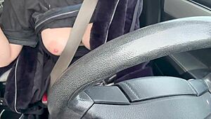 Italian Big Tits Milf Driving Around Flashing Her Stunning Chest in Public