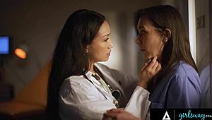 Girlsway: Doctor Vicki Chase Keeps Nurse Sinn Sage's Mouth Busy