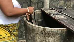 dirty bbw chick got pounded doggystyle during outdoor laundry