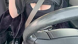 Italian Big Tits Milf Driving Around Flashing Her Stunning Chest in Public