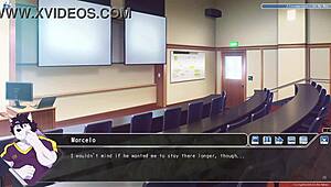 playing after class in the classroom with furry characters