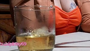 chubby milf stepmom flashing huge boobs in public while drunk