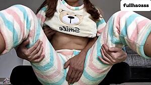 Stepdad couldn't stop touching her pussy and small tits during homemade session