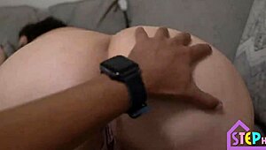 I watch this hot latina milf with a big ass get fucked in doggy style, her dirty talk driving me wild. It's so taboo and intense