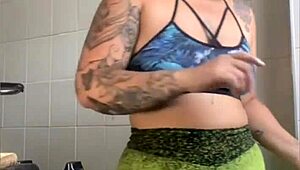 married woman records cooking videos to flash her pussy online