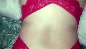 red lingerie filled with cum from group swingers