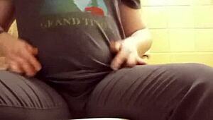 Toilet compilation with petite natural tits in steamy POV