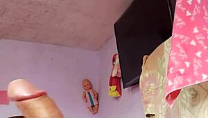 Whoa, huge cumshot solo in my step mother-in-law's room!