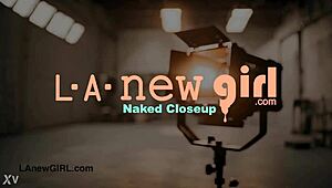 attractive brunette shows off sexy body in casting