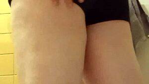 Toilet compilation with petite natural tits in steamy POV