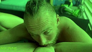 Watch this blue-eyed guy eat pussy to orgasm?