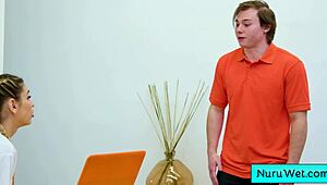 Sexy Blonde Teen Masseuse Delilah Day Gives Wet Nuru Massage