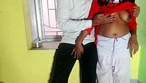 desi school girl sneaks quick sex with classmate in classroom with hindi audio