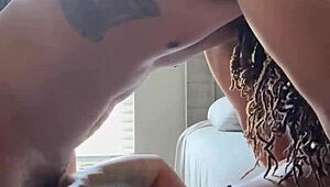 ghetto bonnet head swallows cum after ball licking