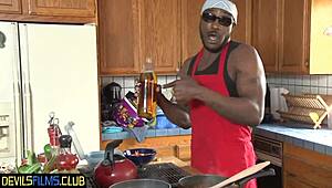 Cute Teen 18+ Newbie Gets Spitroasted by BBCs