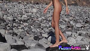 Skinny Russian Beauty Taya Vais Naked on Beach