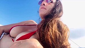 italian milf artemisia love flashing huge tits at florida public beach