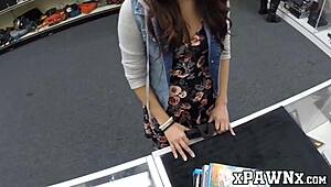 Pretty Babe in Glasses Bangs Broker Wildly