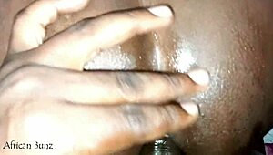 She stuffed her fat ass with a plug before taking on big dicks from African Bunz collection.