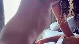 ghetto bonnet head swallows cum after ball licking