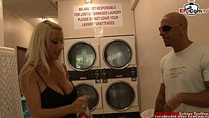 A blonde milf with fake tits gets picked up and receives a cumshot in her mouth