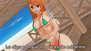 Hey, Nami shows you how to jerk off in Spanish 3D!