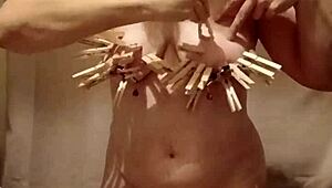 2024-10-22: Female Slave In Self-Bondage With Clamps And Belt