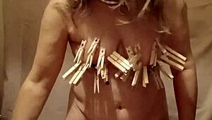 2024-10-22: Female Slave In Self-Bondage With Clamps And Belt