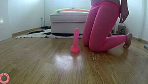 i'm a solo blonde cowgirl riding my dildo to orgasm in bedroom