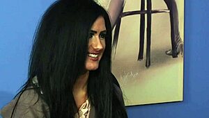 british femdom in stockings controls sub with office cocksucking.