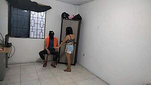 hot wife says bye to hubby, then she’s alone at home touchin’ her big tasty tits, oops.