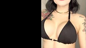 Chyna, the tattooed pale tiny slut, shows off her new boobs. She takes a huge white cock in this latina casting interview.