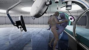 Alien Monster Making Contact with Hairless Pussy and Blowjob