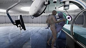 Alien Monster Making Contact with Hairless Pussy and Blowjob