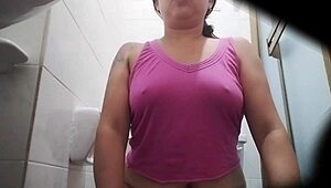 madrastra caught on hidden cam while peeing in private