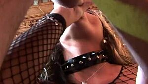 Big boobed Latina, wanna see fishnets ripped? Boyfriend tears hole for wild bed action!