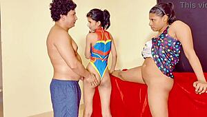 Uttaran20 - Steaming Desi Threesome With Inked Brunette Devouring Pussy