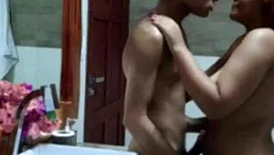 hot latina takes cumshot in steamy hotel bathroom encounter