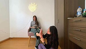 Wow, hot Latina lesbians diving into kinky fetish sex with wild licks!